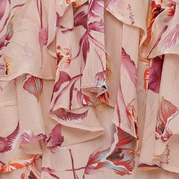 Hello Molly Love Put Me In A Fix Floral Ruffle Tie Front Mini Size XS fits Small - Picture 4 of 8